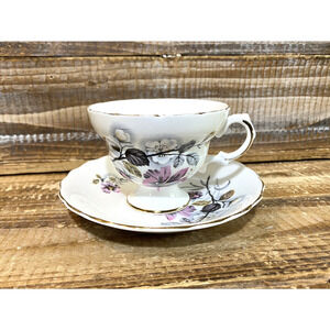 Vintage Lefton Bone China Floral Tea Cup and Saucer Made in England
